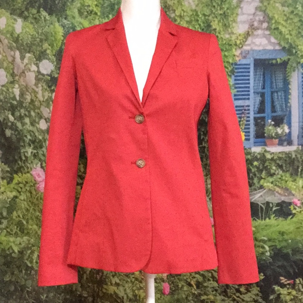Saks Fifth Avenue red cotton jacket with pockets